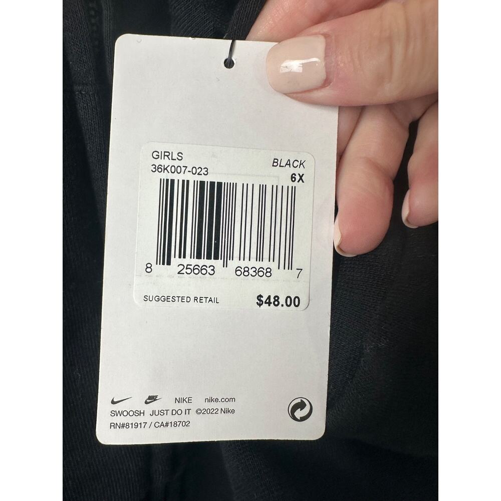 NEW Nike Girls 6X Black Therma Full Zip Hoodie Hood Zipper $48 A54 - Picture 3 of 4